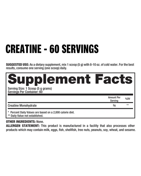 Dragon Pharma Creatine Monohydrate, tabla nutricional