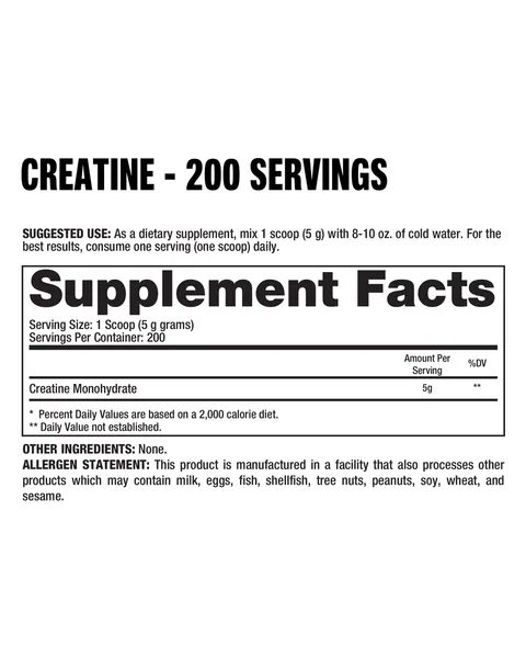 Dragon Pharma Creatine Monohydrate, tabla nutricional