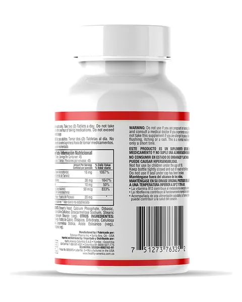 Healthy America Multi-B B-Complex con B-12, parte trasera, 90 tabletas