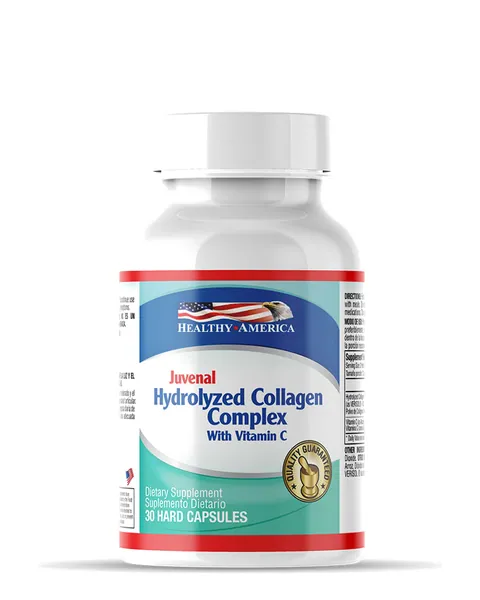 Healthy America Juvenal Hydrolyzed Collagen Complex con Vitamina C, 30 cápsulas
