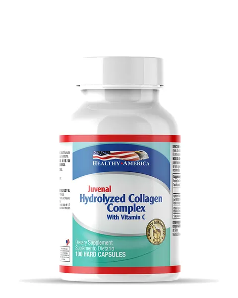 Healthy America Juvenal Hydrolyzed Collagen Complex con Vitamina C, 100 cápsulas