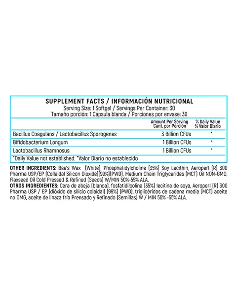 Healthy America SporoGenex With Bacillus Coagulans, tabla nutricional