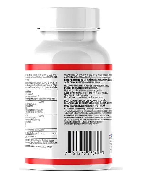 Healthy America Triple Omega 3-6-9, parte trasera, 120 softgels