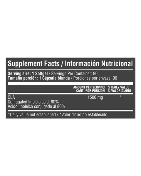 Healthy Sports CLA 1500 mg, tabla nutricional