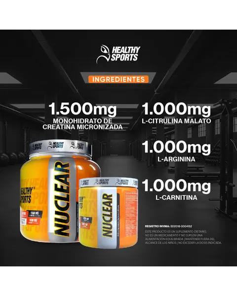 Healthy Sports Nuclear Pre-Entreno, foto adicional, sabor Fruit punch, 180 g