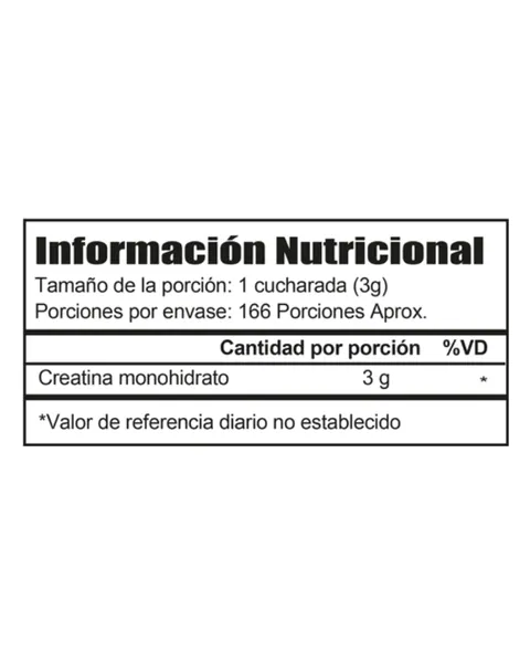 IMN Nutrition Creatina Monohidratada, tabla nutricional, 500 g