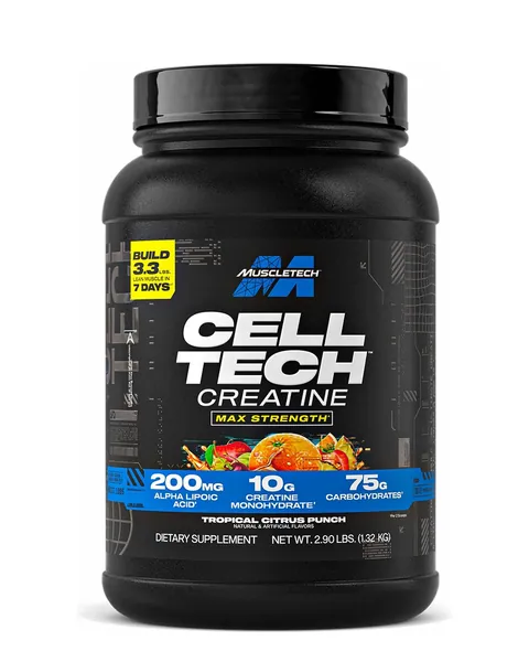 MuscleTech Cell-Tech Creatine, sabor Tropical Citrus Punch, 2,90 lb (1,32 kg) / 27 servicios