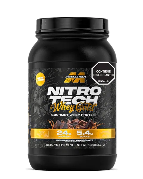 MuscleTech Nitro-Tech 100% Whey Gold, sabor Double Rich Chocolate, 2 lb (907 g)