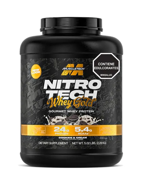 MuscleTech Nitro-Tech 100% Whey Gold, sabor Cookies & Cream, 5 lb (2,27 kg)