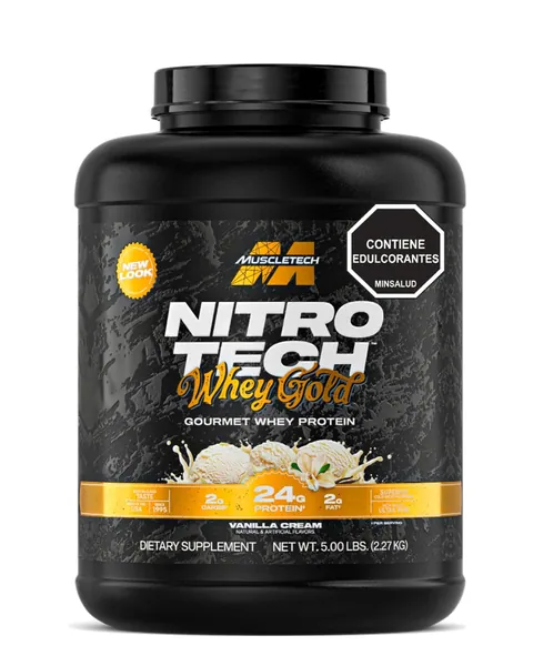 MuscleTech Nitro-Tech 100% Whey Gold, sabor French Vanilla Cream, 5 lb (2,27 kg)