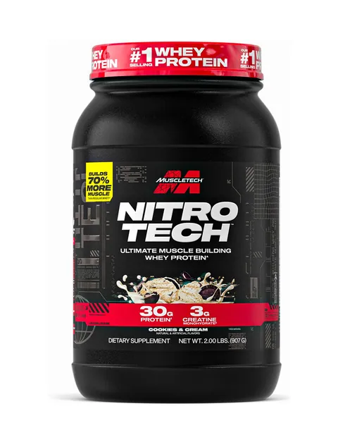 MuscleTech Nitro-Tech Whey Protein, sabor Cookies & Cream, 2 lb (907 g)