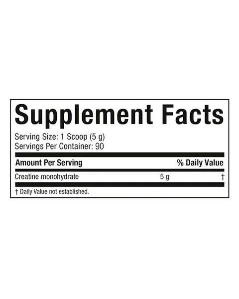 MuscleTech Platinum 100% Creatine, tabla nutricional, sabor Sin sabor