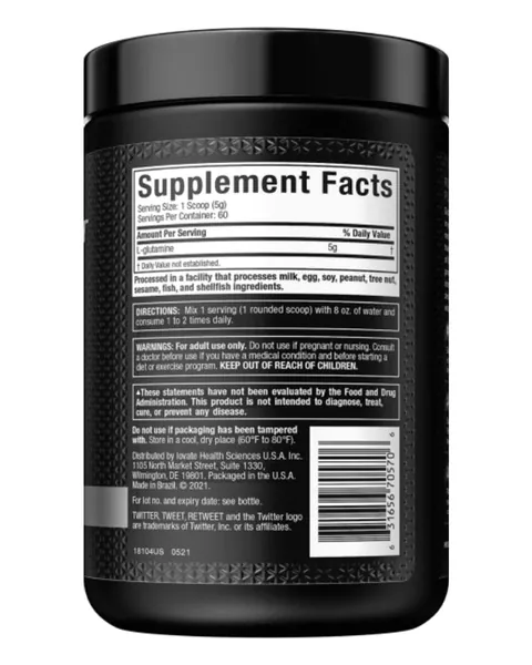 MuscleTech Platinum 100% Glutamine, parte trasera