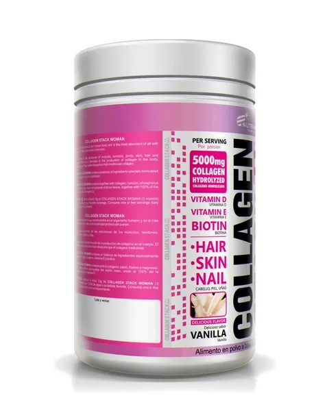 Nutramerican Pharma Collagen Stack W, vista lateral, sabor Vainilla