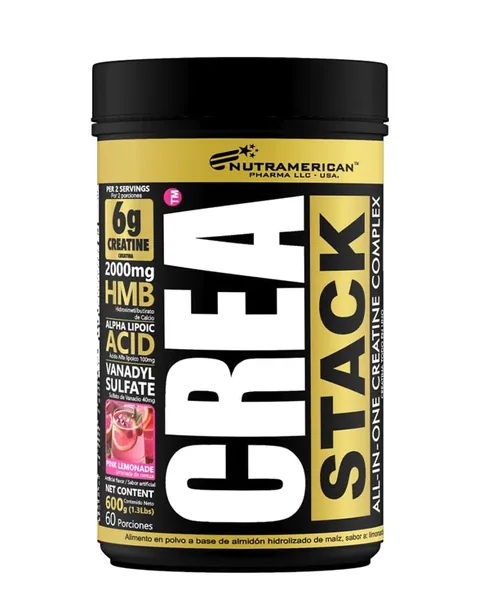 Nutramerican Pharma Crea Stack, sabor Pink lemonade (limonada rosada), 1,3 lb (600 g)