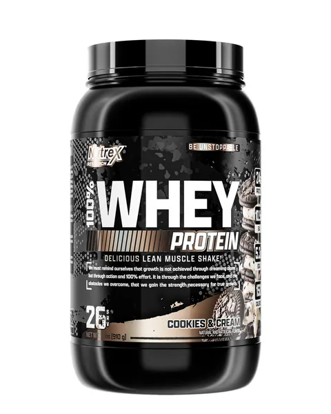 Nutrex Research 100% Whey Protein, sabor Cookies & Cream, 2 lb / aprox. 27 servicios