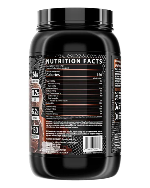 Nutrex Research 100% Whey Protein, tabla nutricional, sabor Chocolate, 2 lb / aprox. 27 servicios