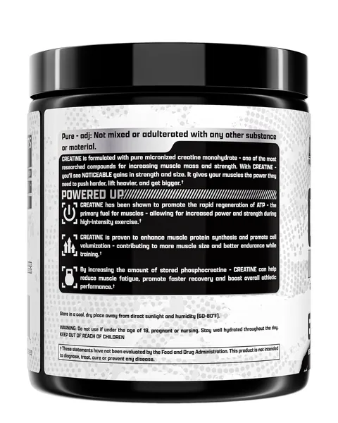 Nutrex Research Creatine Monohydrate, vista lateral, 300 g (10.58 oz) / 60 servicios
