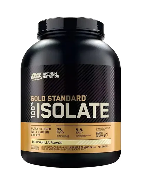 Optimum Nutrition Gold Standard 100% Isolate, sabor Rich Vanilla, 5.02 lb (2.28 kg) / 76 porciones