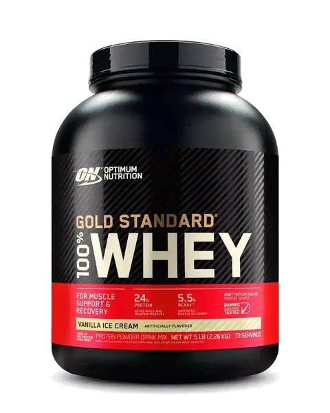 Optimum Nutrition Gold Standard 100% Whey, sabor Vanilla Ice Cream, 5 lb (2.26 kg) / 73 porciones
