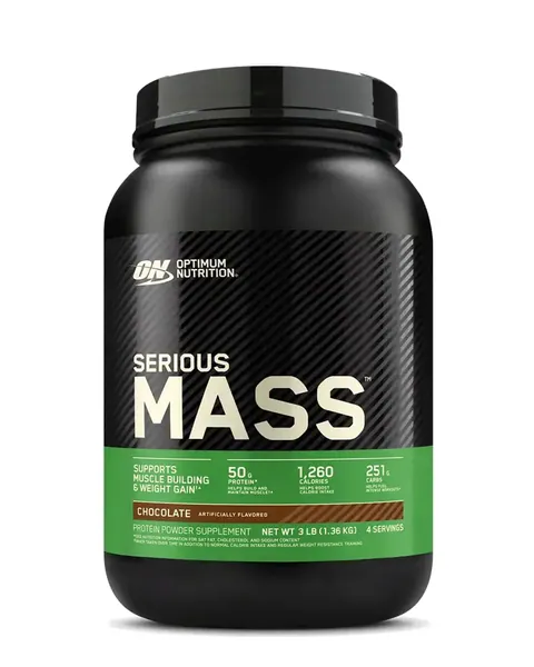 Optimum Nutrition Serious Mass, sabor Chocolate, 3 lb (1.36 kg) / 4 porciones