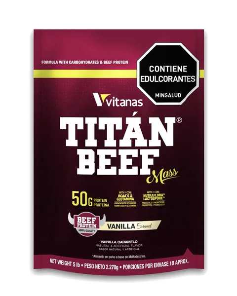 Vitanas Titan Beef Mass, sabor Vainilla caramelo, 5 lb (2.270 g)